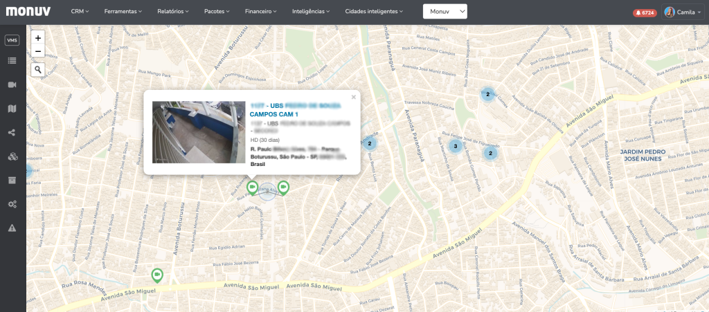 Como a Megavig economizou R$ 695.000 usando IA em nuvem VMS em nuvem e IA para central de monitoramento Case Megavig Mapa de cameras VMS em nuvem e IA para central de monitoramento