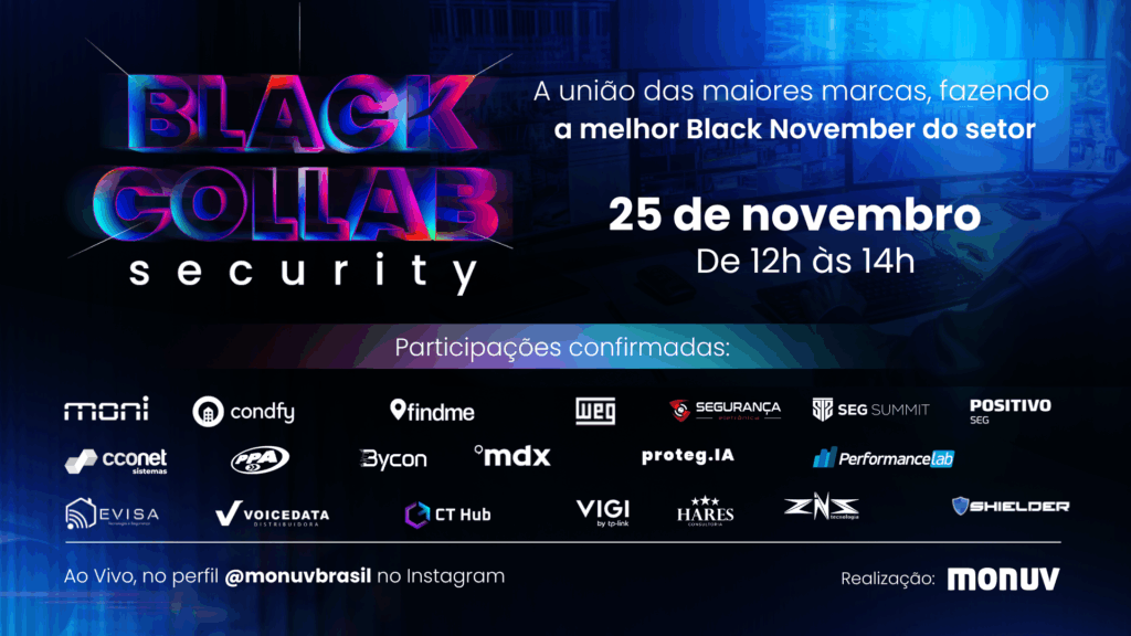 Black Collab Security: live colaborativa reúne mais de 20 marcas na Black November da segurança eletrônica VMS em nuvem e IA para central de monitoramento Popup site desktop 2 VMS em nuvem e IA para central de monitoramento